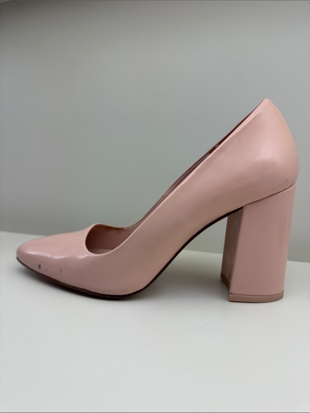 Uterque Blush Pink Block Heel Pump